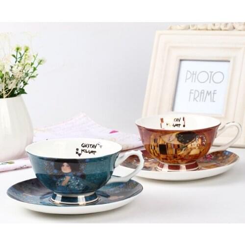European bone china coffee cup suit simple afternoon tea cup Gustav Klimt Art paintings
