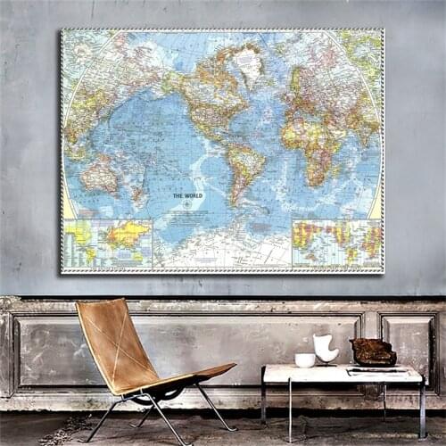 Map of The World Poster Non-woven Globe World Map Picture 225*150cm Wall Decor World Atlases Maps for Culture Travel Supplies