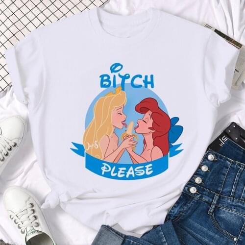 Kawaii Disney Princess Funny Cartoon T Shirt Women Harajuku Cute Anime T-shirt Manga Graphic Tshirt Vintage Top Tee Female