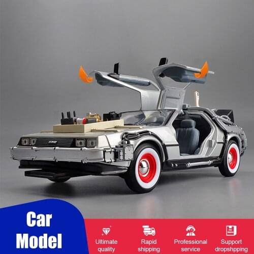 Welly 1:24 Diecast Alloy Model Car DMC-12 delorean back to the future Time Machine Metal Toy Car For Kid Toy Gift Collection