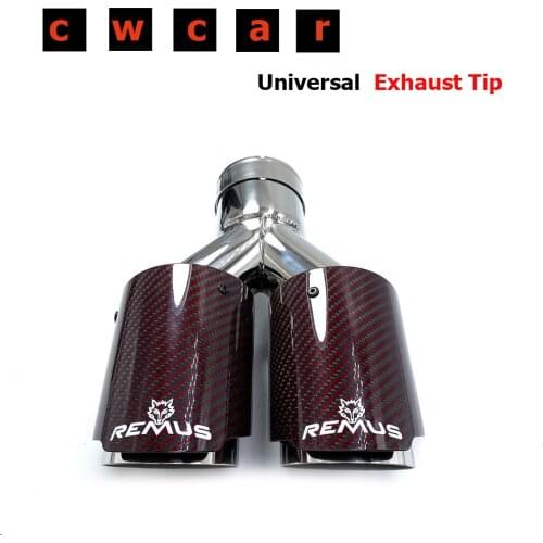 Car Modification Remus Universal Dual Sandy Automobile Exhaust Pipe Muffler Tip Red Carbon Fiber Series Car Exhaust Tip Muffler