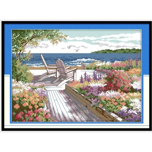 Seaside landscapes Printed Canvas DMC Counted Chinese Cross Stitch Kits printed Cross-stitch set Embroidery Needlework