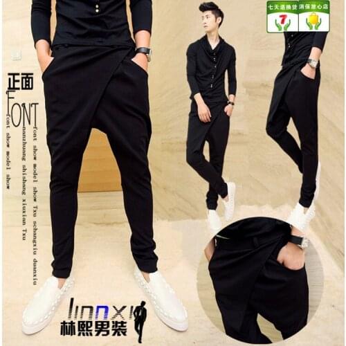 27-44!!2018 Mens harem pants summer casual hiphop hanging crotch male taper pants