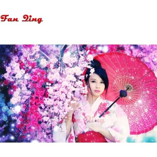 DIY Japanese Geisha picture of rhinestones icon diamond painting cross stitch kits women diamond embroidery mosaic crafts 5d art