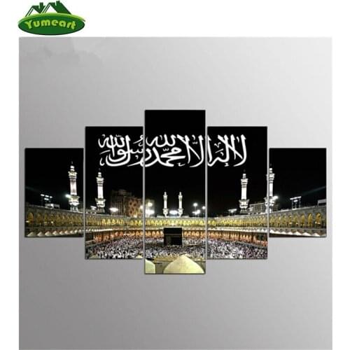 YUMEART DIY Diamond Painting Cross Stitch Kits Diamond Embroidery 5D Diamond Mosaic Islam Muslim holy mosque 5pcs/Set Home Decor