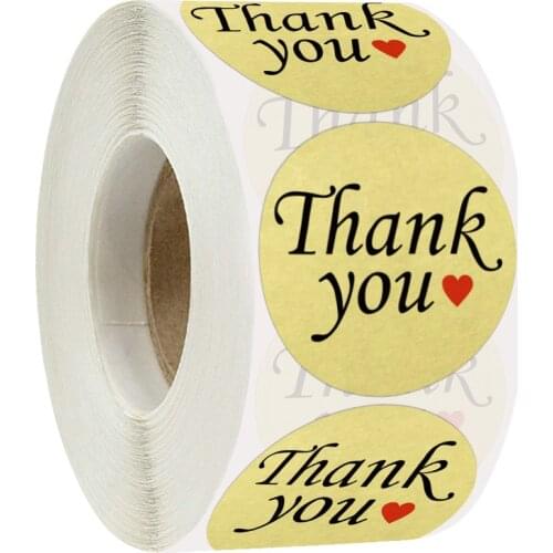 2021 1.5 inch 500 pieces /roll, thank you for handmade kraft paper labels, baking gift cards, party, gift wrapping stickers