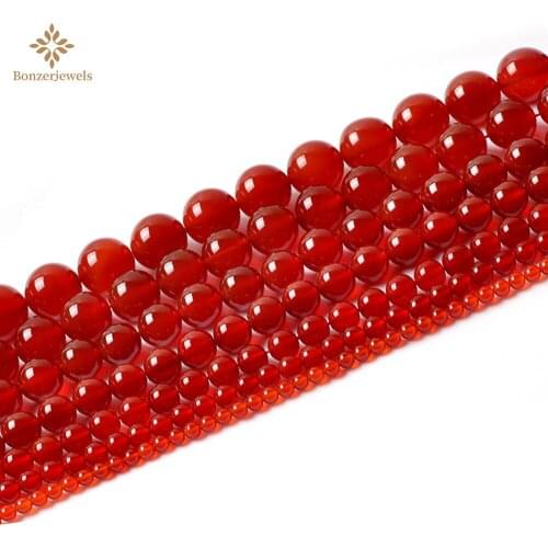 Natural Red Agates Stone Beads Round Carnelian Onyx Loose Beads For Jewelry Making DIY Bracelets Necklace 15'' 4/6/8/10/12mm