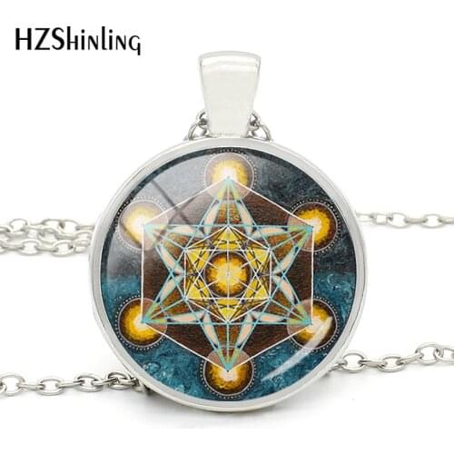 New Fashion Metatron Cube Necklace Sacred Geometry Jewelry Chakra Spiritual Necklace Women Magic Hexagram Choker Jewelry