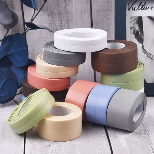 New Sealing Strip Bathroom Shower Sink Bath Sealing Strip Tape White PVC Self Adhesive Waterproof Wall Sticker For Kitchen