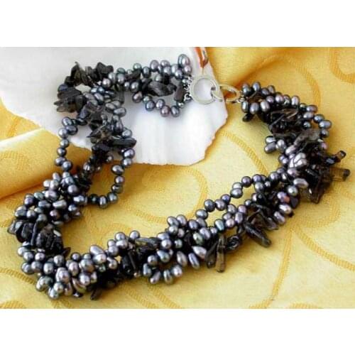 New Arriver Real Pearl Jewellery,Natural Crystal Black Baroque Freshwater Cultured Pearl Necklace,Perfect Women Birthday Gift