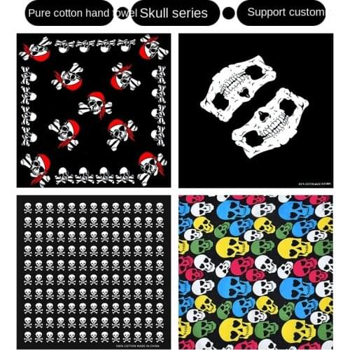 New Design Fashion Hip Hop 100% Cotton Skull Bandana Square Scarf Black Paisley Bicycle Headband For Women/Men/Boys/Girls