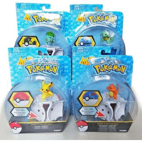 Genuine TAKARA TOMY Pokemon Pokeball Flip Pops Open Poke Ball Pikachu Doll Toy for Children Christmas Gift Sableye Ditto Cubone