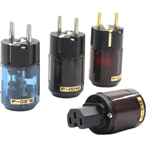 24K Gold-Plated Audio Power Plug EU Power Cord IEC Connector for DIY Hifi Speaker Cable Adapter