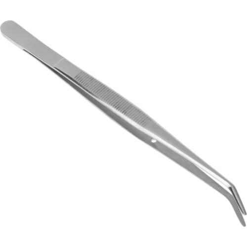 Stainless Steel Tweezers Serrated Curved Dental Instruments Dental Tool