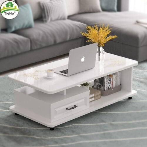 Simple Modern Coffee Table Tempered Glass Sofa Table Living Room Small Apartment Side Table Rectangular Center Table 100x50X42cm