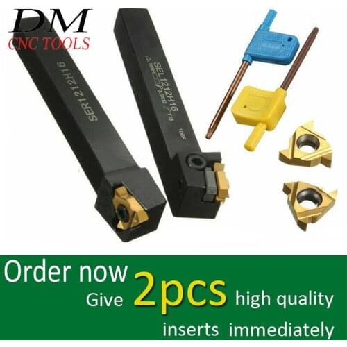 2 PCS SEL1212H16 SER1212H16 threaded tool holder for 16ER / IR AG60 carbide inserts SEL/SER1212H16 External thread Turnin