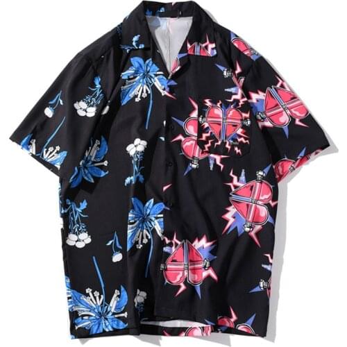 Hip Hop Turn-down Collar Shirt Men 2020 Summer New Harajuku Women Shirts Printed Shirts Casual Streetwear Mens Beach Top clothes