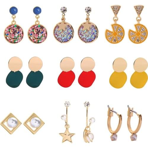 Multi Style Drop Earrings For Women Whosesale Jewelry Alloy Smile Face Star Gold Color Earring 2020 New Design