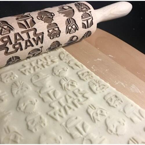Embossing Rolling Pin Baking Cookies Noodle Biscuit Fondant Cake Dough Engraved Roller Reindeer Snowflake Kitchen Tools NEW