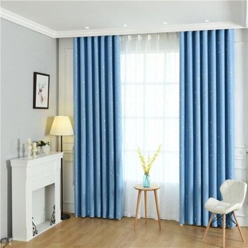 Contemporary Style Window Curtain Living Room Boys Children Blue printing star Curtains Sheer Child Tulle Curtain New