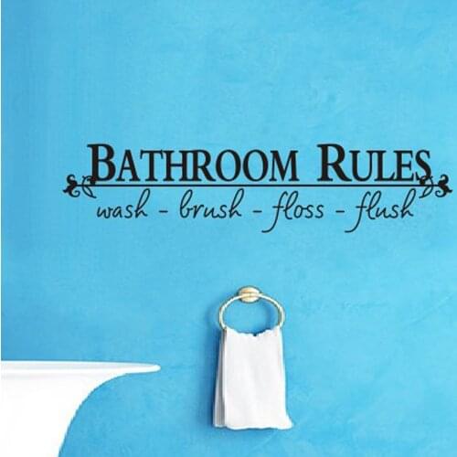 Bathroom washroom decoration home decor bathroom rules door sign vinyl quotes lettering words toilet wall stickers decals art