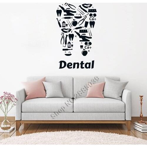 New Design Vinyl Wall Decal Dental Clinic Dentists Tooth Tools Stickers Art Home Decor Unique Mural Living Room Wallpapers LC137