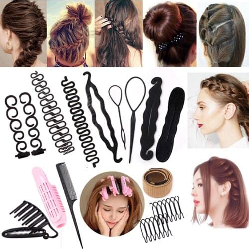 Women Hair Braiding Tools Hair Accessories Scrunchies Elastic Rubber Band Styling Hairpin Clips with Ponytail Hairstyle
