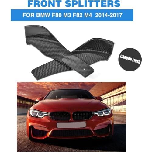 1Pair Carbon Fiber Front Bumper Splitters Lip Flaps Cupwings for BMW F80 M3 F82 M4 Coupe 2-Door 2014 - 2018 Car Styling