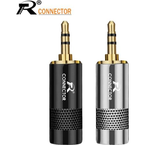 10pcs 1/8 3.5mm Jack 3 Poles Audio Adapter Gold Headphone Plug for Cable Size Up to 8mm Wire Connector