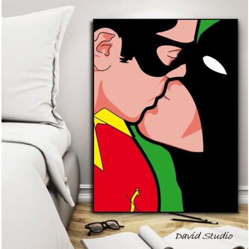 100% Hand Painted Pop Art graffiti Artworks Secret Life of Heros Oil Painting on Canvas for Room Decoration