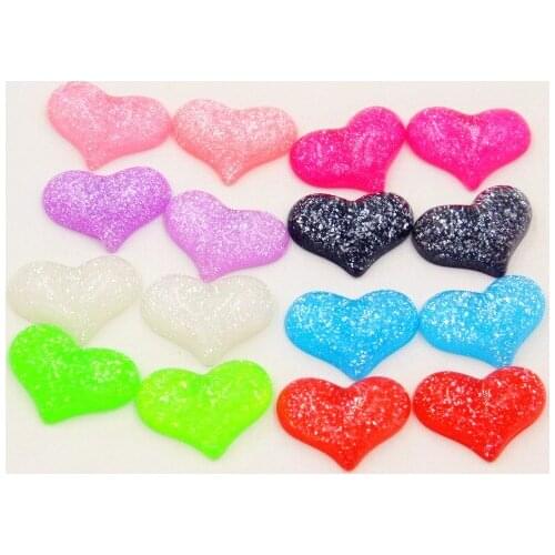 100pcs/lot flat back resin cabochons accessories DIY resin heart mix colors 20*15mm