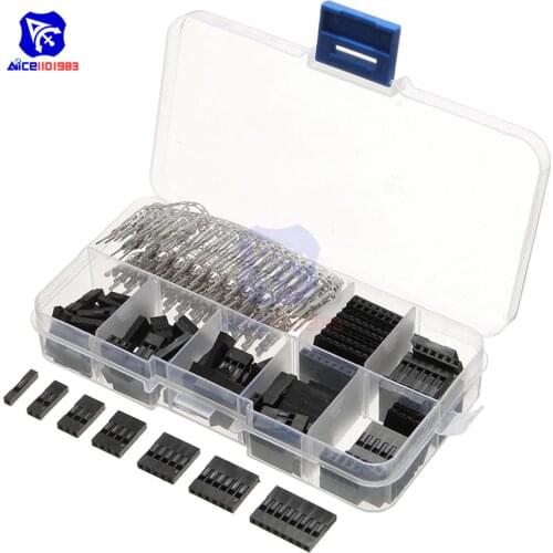 310PCS 7 Value 1P/2P/3P/4P/5P/6P/8P Female Male Pin 2.54mm Dupont Jumper Crimp Wire Pin Header Connector Assortment Kit 250V 3A