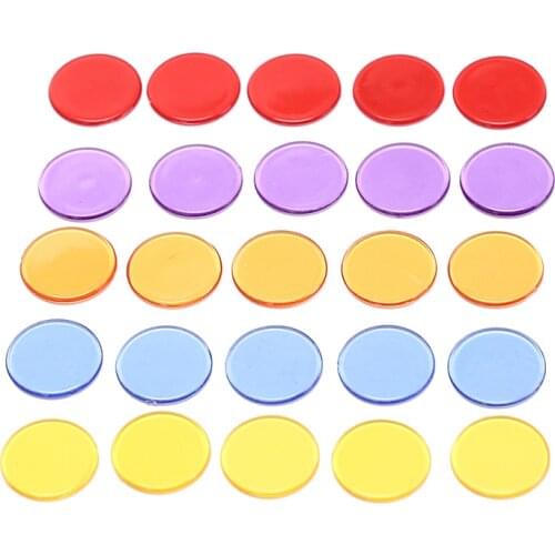 50 Piece Pocket Mini Poker Chips Small Disc Plastic Transparent Color Poker Chips Round Bingo Chips