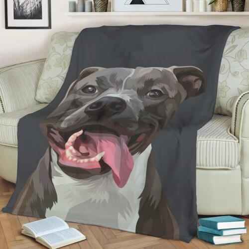 American Bully Dog Flannel Throw Blanket 3D Printed Keep Warm Sofa Child Blanket Home Decor Textiles Dream Family Gift