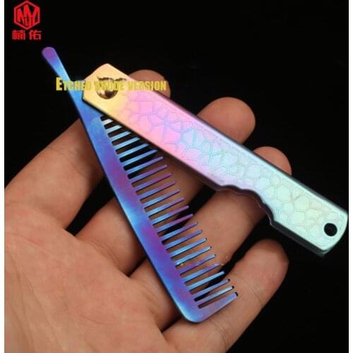 Titanium Alloy Anti-static Comb Beard Comb Entangled Combing Oily Hair Styling Portable EDC Tool Foldable Travel