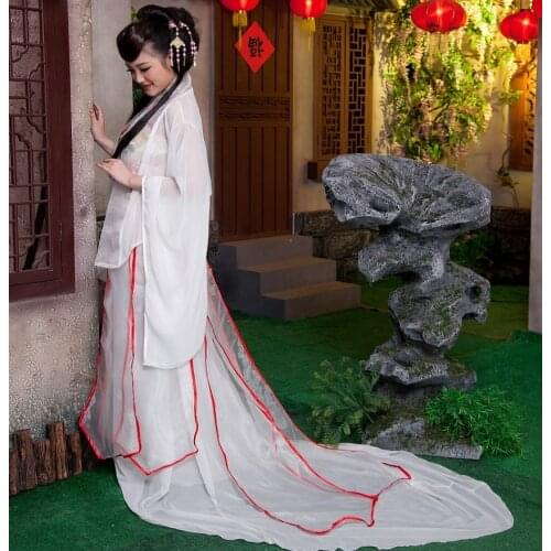 Asian China ancient Costume dress female goddess fairy clothing mid autumn royal clothes fairy tail hanfu Girl Pink White Color
