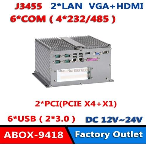 Almighty X86 Fanless Industrial Mini Computer IPC With 2PCI Intel Celeron J3455 1.5GHz CPU 6*COM GPIO LPT PS/2 HDMI VGA