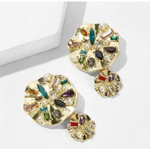 Shiny Crystal Rhinestones Gold stud Earring Fashion Jewelry 2021 Aesthetic Korean Luxury Bohemian Earrings Pendientes Mujer