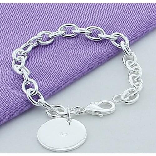 New Arrival 925 Silver Jewelry Bracelet Fashion Round Pendant Chain Bracelets For Men Women Fine Jewelry