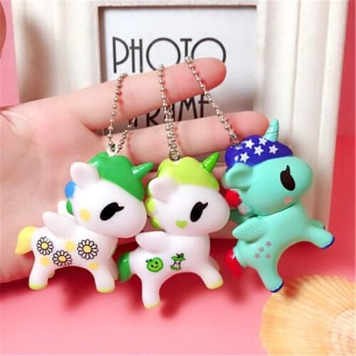 Cute Angel Unicorn Keychains Horse Kid Doll Animal Key Chain Female Bag Pendant Key Ring Couple Car Keyring Jewelry Llavero