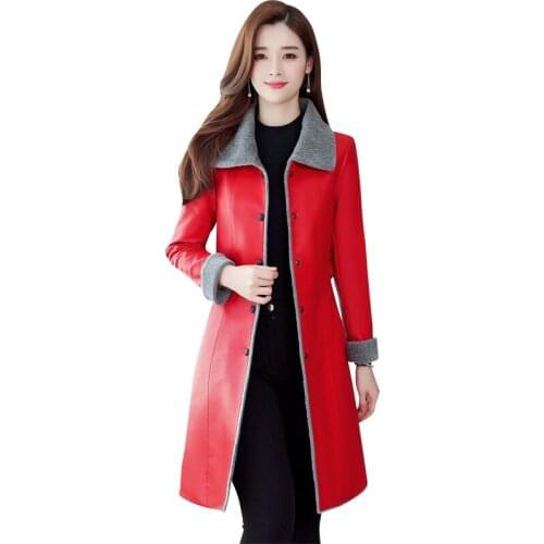 Black Leather Jacket Women 2021 Winter Jackets Plus Size Clothing 6XL Fashion Coat Warm Velvet Long Faux Leather Coats Belt