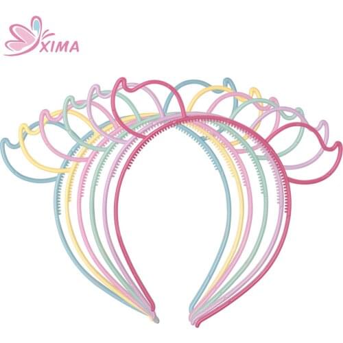 XIMA 12pcs/lot Spring Color Cute Pig Ears Plastic Headband Party Decoration Kids Hairbands for Girls Hair Accessories GHB005