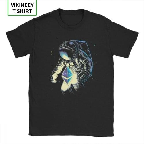 Space Ethereum T Shirt Men Cotton Funny T-Shirts Stars Galaxy Sci Spacesuit Spaceman Astronaut Tees Short Sleeve Tops Gift Idea