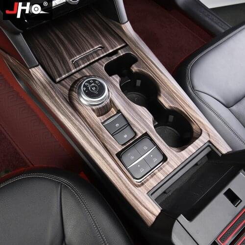 JHO ABS Peach Wood Grain Gear Shift Water Cup Holder Panel Overlay Cover Trim For Ford Explorer 2020 XLT Limited Car Accessories