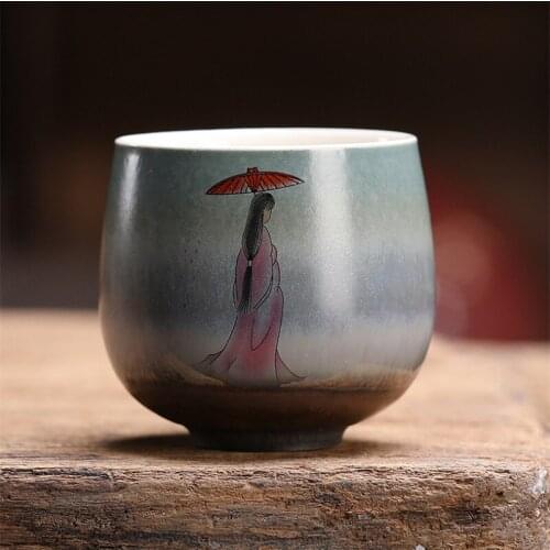 Ceramic Hand-painted Beauty Kiln Change Tea Cup Porcelain Handmade Master Cup Creative Tea Bowl Kung Fu Water Cup Drinkware