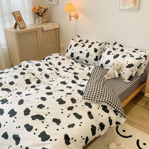 Black White Cow Pattern Comforter Bedding Set Luxury Fashion Bed Linen Duvet Cover Sets Gift King Queen Twin Size Double Sided