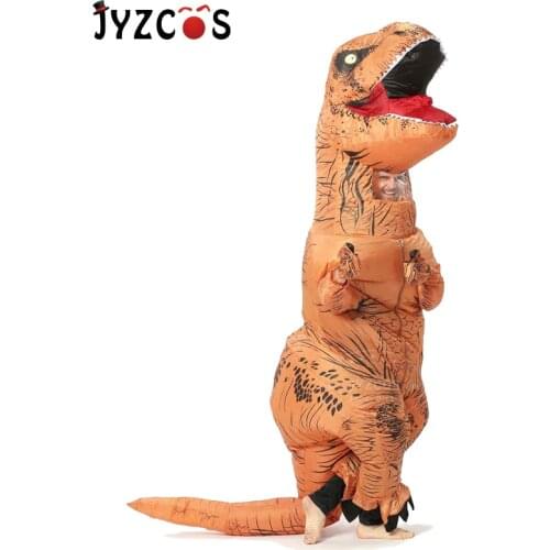 JYZCOS T-REX Inflatable dinosaur costume for adults Halloween costume Fan Operated disfraces jumpsuit Fancy Dress Outfit Suit