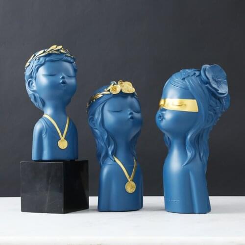 CREATIVE CHAMPION FIGURE STATUETTE RESIN BUST SCULPTURE CRAFTS ORNAMENTS LIVING ROOM DECORATION ACCESSORIES BOY GIRL DECORATION