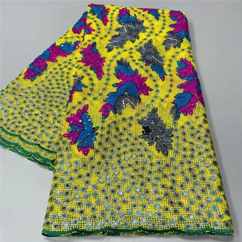 5 yard Newest hot Selling French Lace with Sequins wax High Quality African Tulle cord Lace Net Embroidered Lace Fabric ZD092001