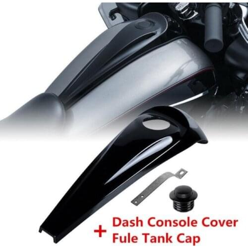 Motorcycle Vivid Black Smooth Dash Fuel Console & Gas Tank Cap Cover For Harley Touring Electra Glide 2008-2018 2017 2016 2015